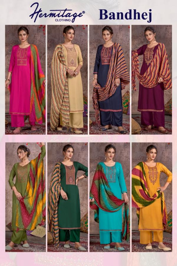 Hermitage Bandhej Fastival Wear Designer Dress Material Collection